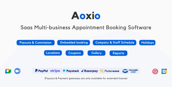 Aoxio - SaaS Multi-Business Service Booking Software - CodeCanyon Item for Sale