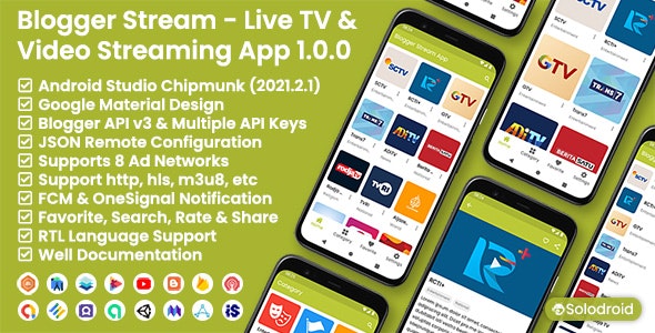 Blogger Stream - Live TV & Video Streaming App - Blogger API v3 - CodeCanyon Item for Sale