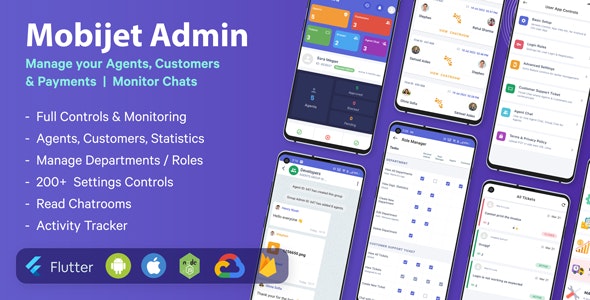 Mobijet ADMIN - Manage & Monitor Agents, Customer & Payments  | Android & iOS Flutter app - CodeCanyon Item for Sale